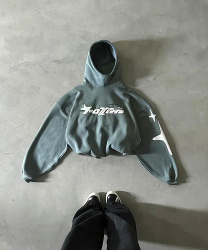 Retro Gothic Oversized Boxy Hoodie